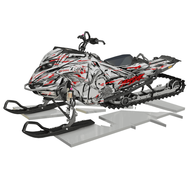 Custom snowmobile wrap by Velocity Wrapz for brand enhancement and stylish design.