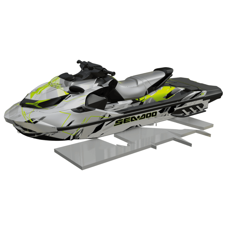 Custom jet ski wrapping services for Sea-Doo watercraft, enhancing style and protection.